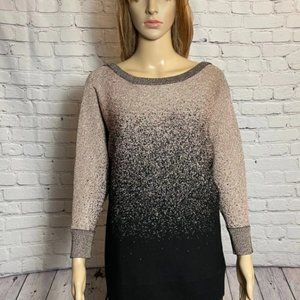 New AGB Sparkly Pink And Black 3/4 Sleeve Sweater Size L